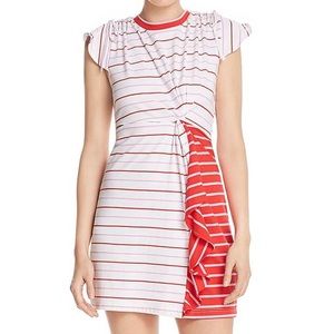 Parker Women’s Red Striped Ruched Dress - L